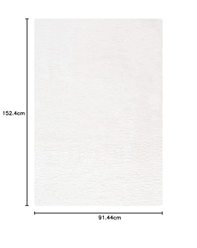 Image of Solid Shaggy Carpets and Rugs for Bedroom Drawing Room 3x5 Feet White Color