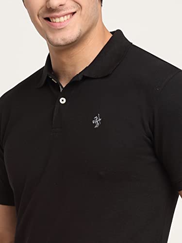 Image of Cantabil Men's Cotton Blend Solid Polo Neck T-Shirt (Regular Fit)