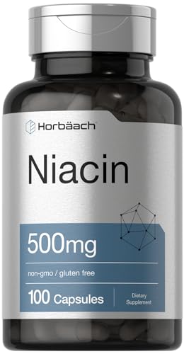 Horbach Niacin | Vitamin B3 500mg | 100 Capsules | with Flushing | Non-GMO and Gluten Free Supplement