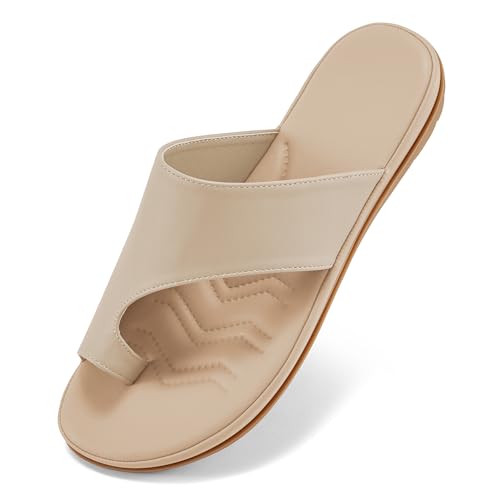 Aomigoct Orthopedic Flat Sandals for Women: Dressy Summer Flats Womens Sandals Comfortable Slip On Beach Walking Shoes