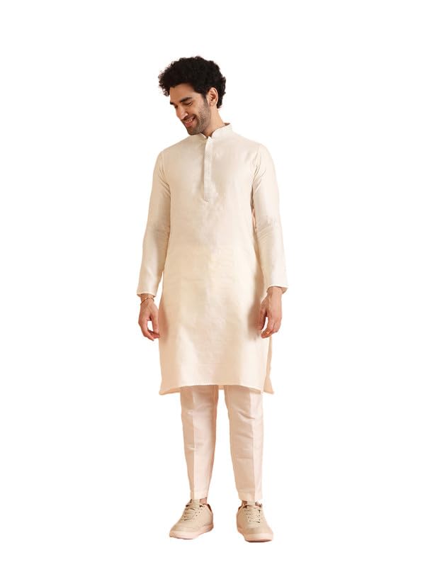 Men's Jacquard Textured Woven Kurta Pyjama Set | Festive Wedding Party Ethnic Wear-image-16