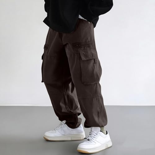Spring Autumn Male Minimalist Solid Color Zipper Pocket Cargo Pants Pants Sports3