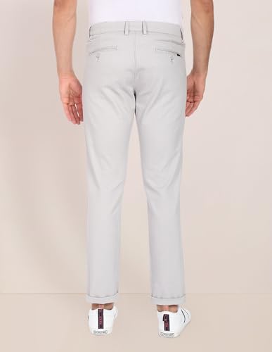 Image of U.S. Polo ASSN. Men's Regular Solid Textured Austin Trim Fit Mid Rise Casual Trousers