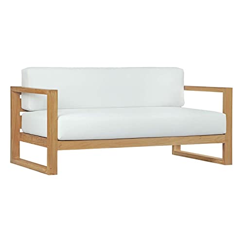Modway EEI-3118-NAT-WHI-SET Upland Teak Wood Outdoor Patio 6-Piece Sectional Sofa Set thumb #4