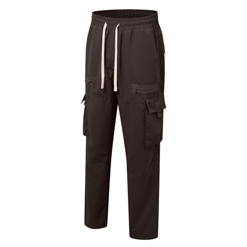 Spring Autumn Male Minimalist Solid Color Zipper Pocket Cargo Pants Pants Sports2