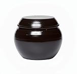 BALWOO Earthenware Onggi Korean Traditional Clay Jar Mini Ceramic Canister/Handmade Food Sauce Storage Container for Tea, Coffee Bean, Salt/Breathing Clay Pot Kimchi Fermentation Crock (1L(34oz))