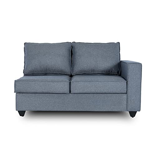 Image of Wakefit Sofa Set for Living Room | 3 Year Warranty | L Shape Sofa, Sofa Set, Wooden Sofa Set for Living Room, 2 Seater Sofa + Left Aligned Chaise + Ottoman - Napper (Fabric, Omega Blue)