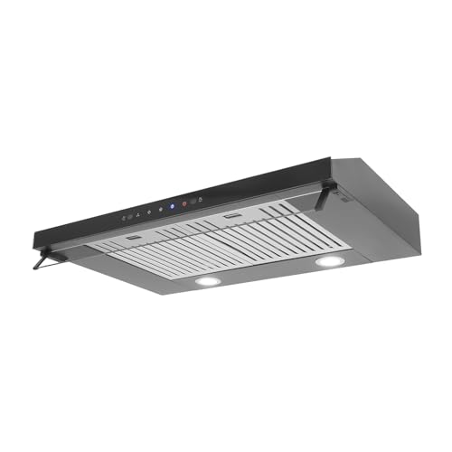 29.5x 19.5" Range Hood, 900CFM Dual 100W Motors Stainless Steel Under Cabinet Range Hoods, Slim Kitchen Vent Hood with 3 Speed Controls, 4500K LED Lights, Touch Control/Gesture Sensing