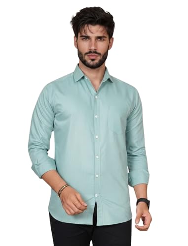 Image of Full Sleeve Black Formal Shirt for Men Cotton Regular Fit Casual - Pure Premium Branded Shirts for Men Formal Stylish Slim Plain Solid Man Wear as Office and Party