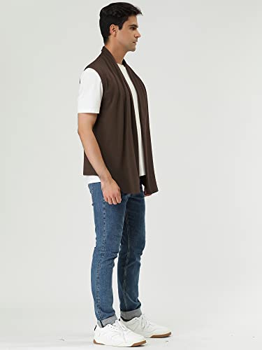 uxcell Men's Ruffle Shawl Collar Lightweight Vest Drape Cape Sleeveless Cardigan4