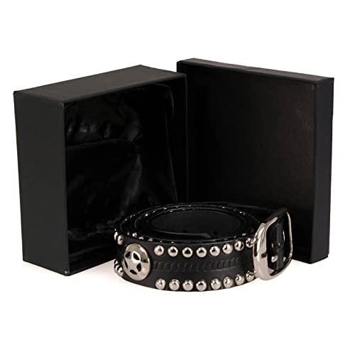 Milwaukee Leather MP7131 Men's Chrome Studded & Star Emblem Black Leather Belt w/Interchangeable Buckle -1.5 in Wide2