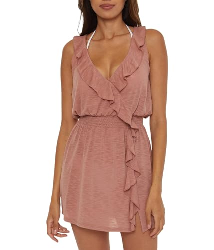 BECCA Breezy Basics Dress, Ruffle Neck, Beach Cover Ups for Women