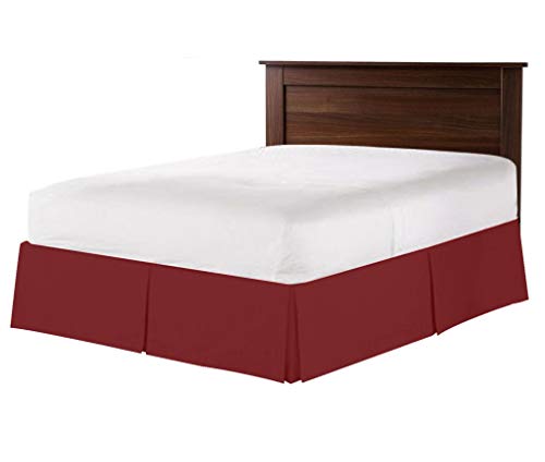 Split Corner Bedskirt - Box Pleated Bedskirt Olympic Queen Size - Dust Ruffle Bedskirts - 100% Egyptian Cotton 1200 Tc Bed Skirt - 10 Inch Drop Olympic Queen Box Pleated Bed Skirt, Burgundy #TOP16