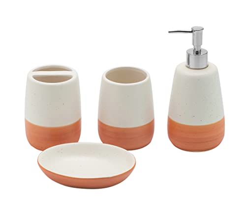 Orange Bathroom accesory Set 4pc,Coral Toothbrush Holder Terracot...