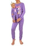 HDE Girls Unicorn Pajamas with Matching Doll Outfit Cotton Pajama Set for Girls Purple Magic...