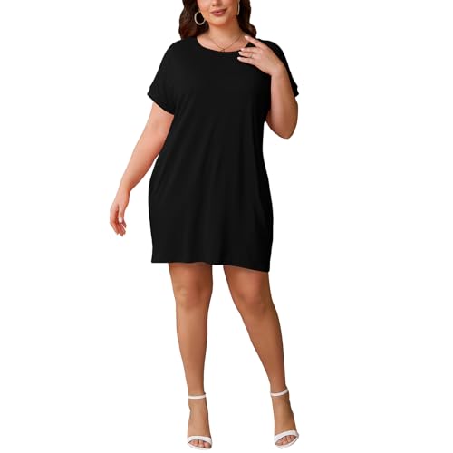 PINSV Women's Casual Summer T Shirt Dresses Short Sleeve Tunic Dress with Pockets2
