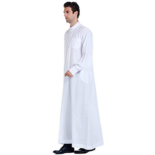 HANYIMIDOO Men's Arab Muslim Middle East Stand Collar Robe with Long Sleeves3