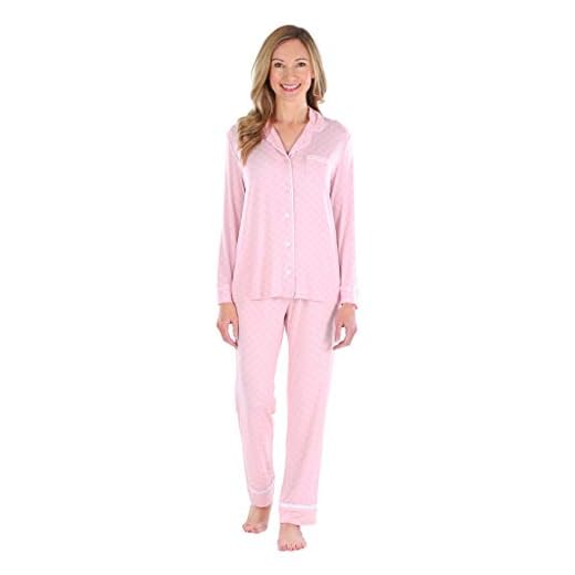 bSoft Women's Bamboo 2-Piece Long Sleeve Button-Down Pajama Lounger Set, Criss Cross, X-Large
