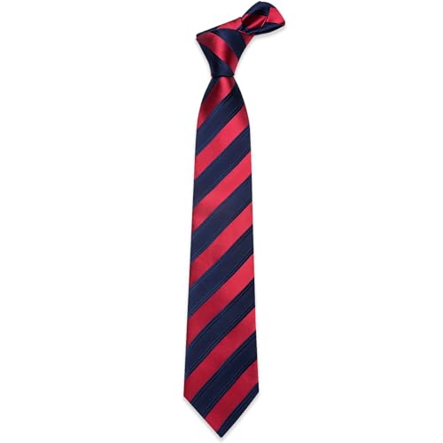 Image of YourTies Striped Ties for Men Classic Woven Silk Necktie with Handkerchief Cufflinks Set Formal Business Party Wedding