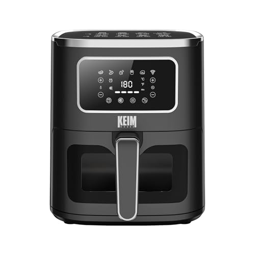 KEIM HOUSE Freidora Aire 5L, Pantalla Táctil Negra, Air Fryer con Ventana, Digital, 6 Programas, Temperatura regulable, Temporizador 60 minutos, Diseño Moderno, Negra