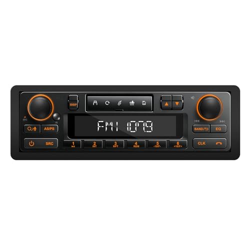 Retro Bluetooth Car Radio System: Single Din European Look Stereo for Classic Vehicles - LCD Display AM FM USB SD AUX USB-C Fast Charge 4-CHN Outputs