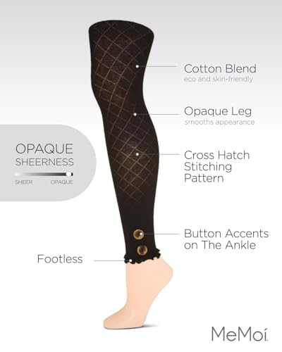 MeMoi Miss Buttons Cotton Blend Footless Sweater Tights3