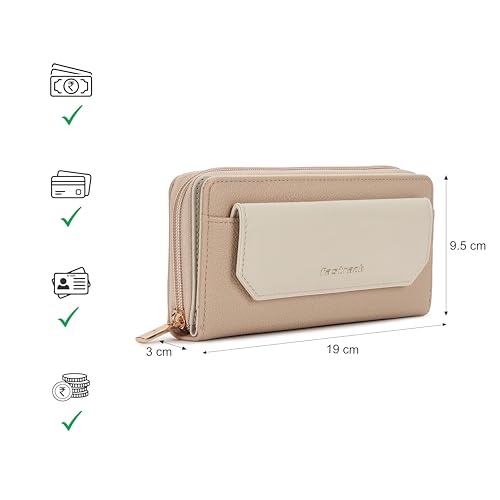 Image of Fastrack Women Compact Clutch | Stylish Clutch Purse with Semi PU Belt | Lightweight, Durable & Trendy Wallet for Girls & Ladies | Perfect for Casual & Party Use