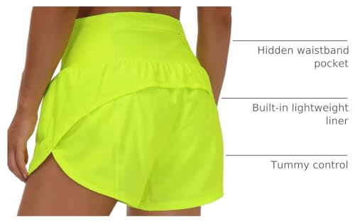 Image of THE GYM PEOPLE Womens High Waisted Running Shorts Quick Dry Athletic Workout Shorts with Mesh Liner Zipper Pockets