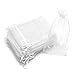 SIOPPKIK 100 Pezzi Sacchetti Organza 7x9, Bianco Trasparente Sacchetti Portaconfetti per Bomboniere Comunione Matrimonio Compleanno Gioielli Bustina Natale Regalo con Cordino