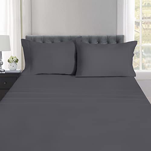 Ruvanti 100% Cotton Sheets For Queen Size Bed - Crispy Cooling Percale Sheets - Breathable & Durable Queen Sheet Set - 16 Inches Deep Pocket Queen Size Sheets - Grey - 4 Pieces #TOP7