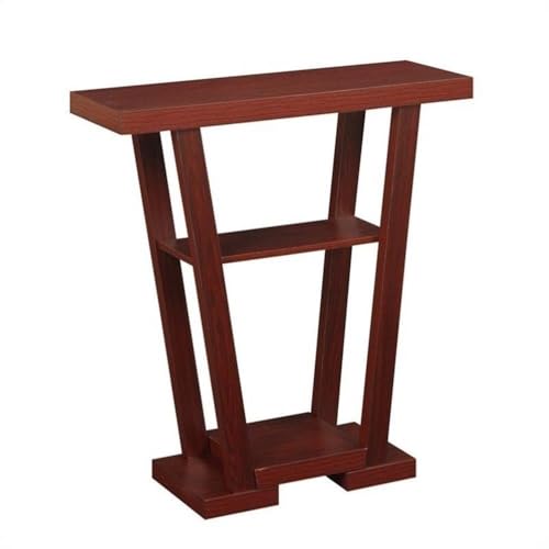 Convenience Concepts Newport V Console Table 31.5' - Modern Sofa Table with Storage Shelves, Narrow Entryway Hall Table for Living Room, Mahogany
