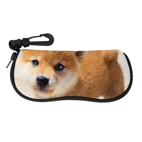 メガネケース メガネポーチ 柴犬 かわいい 犬柄 海辺 青い空 ファスナー式 軽量 眼鏡ケース 小物入れ 柔らかい 防滴可能 擦り傷防止 フック付き 持ち運び便利 おしゃれ プレゼント