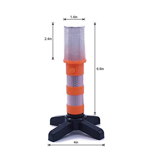 Aolyty 2 LED Emergency Roadside Flashing Flares Red Roadside Beacon Safety Strobe Light Road Warning Magnetic Base Signal Alert Upright Stand Storage Case - Image 5