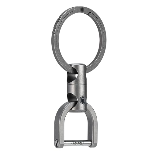 KeyUnity KM13 Swivel Keychain with D Ring Key Shackle Titanium Rotatable Key Organizer (M Silver)