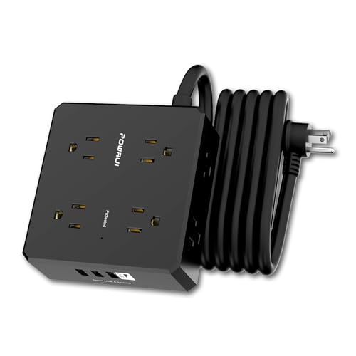 Surge Protector Power Strip - 10 Ft Flat Plug Extension Cord with 8 Widely Outlets and 4 USB Ports...
