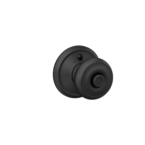 Image of Schlage F40 GEO 622 Georgian Door Knob, Bed & Bath Privacy Lock, Matte Black