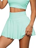  seiveini Jupe de Tennis Plissée Femmes Taille Haute avec Shorts Doublure Intégrée Mini Jupes de Patinage avec 2 Poches pour Golf, Cyclisme, Randonnée, Course à Pied A Vert Clair S