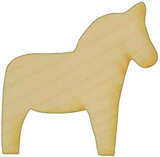 Unfinished Dala Horse Wood Cut Out Available in a Variety of Sizes and Thicknesses (1/8” Thickness, Small 3" x 3" (Package of 10))