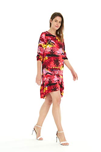 Image of Hawaii Hangover Family Matching Hawaiian Clothes, Sunset Red | Family matching Hawaiian outfits, Sunset Red, lightweight rayon, machine washable, tropical floral print, luaus, cruises