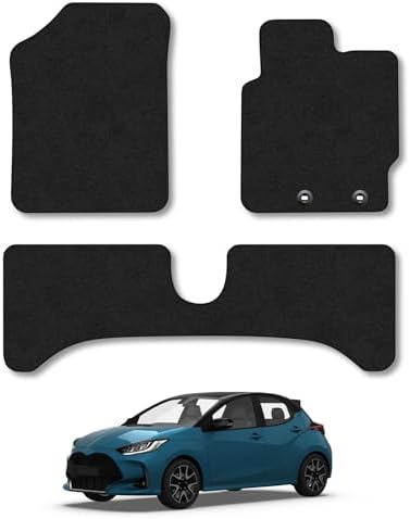 Car Mats Compatible with Toyota Yaris (2011-2020) Black Carpet Tailored ...