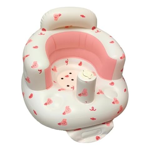 SHEKAKO Inflatable Baby Seat, Baby Floor Seats for Babies 3-36 Months, Sit Up Chair with Built-in Air Pump, Portable Infants Back Support Seater, Sit Me Up Seat for Home, Travel (Love Rabbit, M) Cover