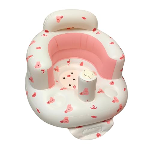 Image of Inflatable Baby Seat, Baby Floor Seats for Babies 3-36 Months, Sit Up Chair with Built-in Air Pump, Portable Infants Back Support Seater, Sit Me Up Seat for Home, Travel (Love Rabbit, M)