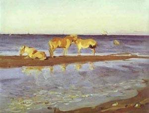 Peinture à l'huile de chevaux Valentin Serov pour salon chic