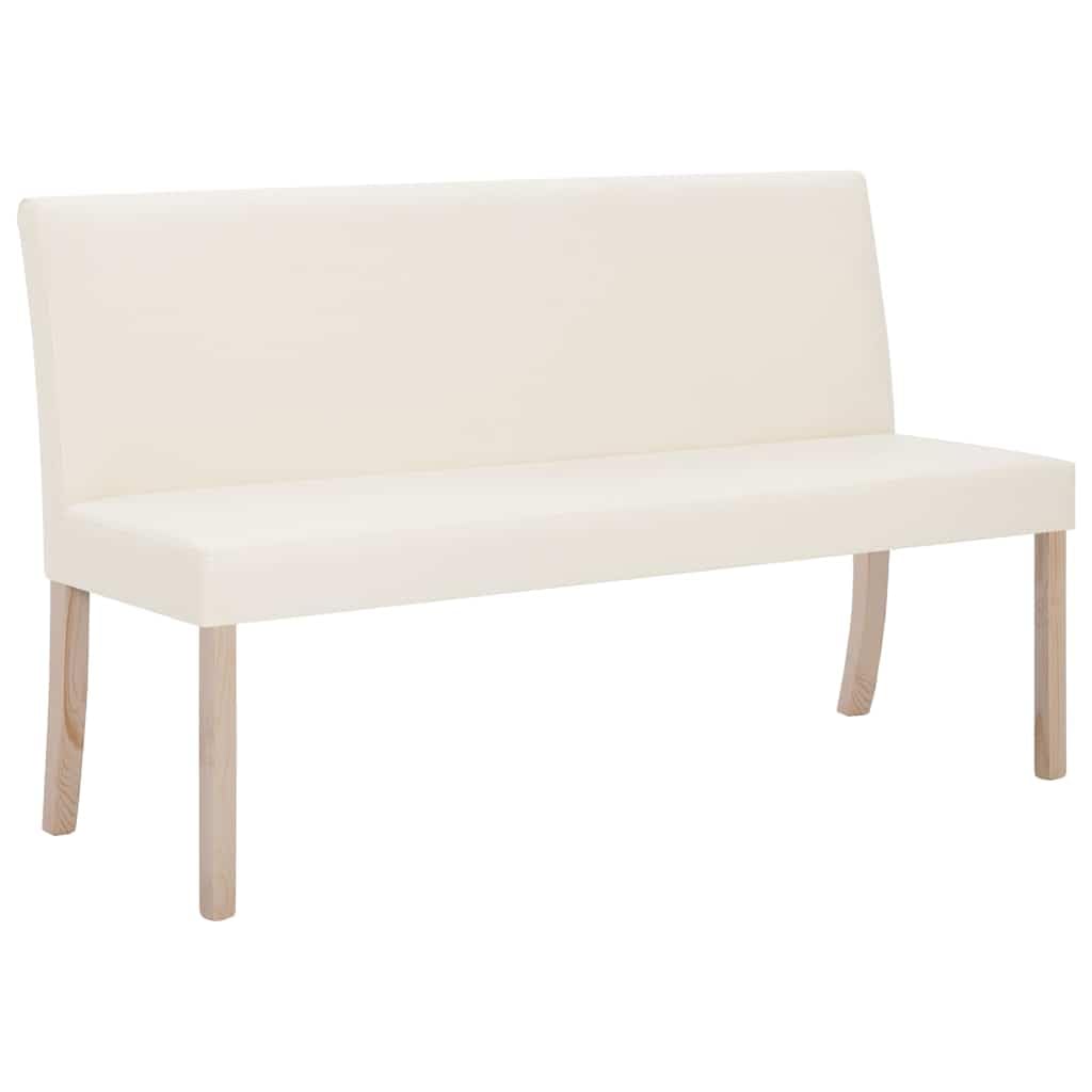 Banco 139,5 cm Piel Crema con Marco de Pino