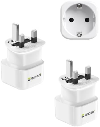 LENCENT 2 Stück Adapter England Deutschland Stecker Typ-G Reisestecker | Schuko Europa Deutschland zu UK Stromadapter für England Großbritannien Schottland Irland Dubai Malediven M