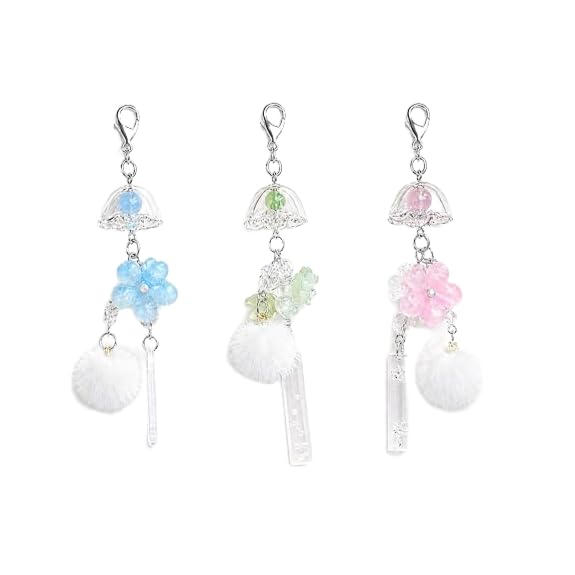 3Pcs Phone Case Charm, Phone Charms for Iphone, Bag Charms for Women, Cute Keychain Accessories, Blue, Green, Pink-image-19