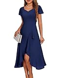 HomRain Women's Navy Formal Spring Dress Plus Size Wedding Guest Elegant Ruffle V Neck Cocktail Dresses for Tea Evening Church Prom Party Navy XL