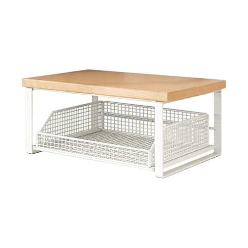 Étagère de rangement de bureau double couche compacte en bois pour support pour dosettes de café - 2