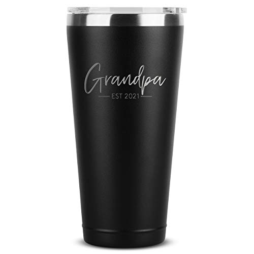 Grandpa Est. 2021 - 30 oz Black Insulated Stainless Steel Tumbler w/Lid for New Grandpas - First Time Papa Grandfather Gifts Presents Ideas - Baby Pregnancy Announcement Fathers Day Christmas Idea Grandpa Est. 2021 - 30 oz Black Insulated Stainless Steel Tumbler w/Lid for New Grandpas - First Time Papa Grandfather Gifts Presents Ideas - Baby Pregnancy Announcement Fathers Day Christmas Idea