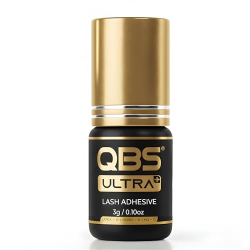 QBS® Ultra Plus Eyelash Glue | Waterproof Lash Extension Adhesive | Super Strong Bonding Glue for Individual Semi Permanent Eyelash Extensions | Professional Grade | 5-6 Week Retention (3g)